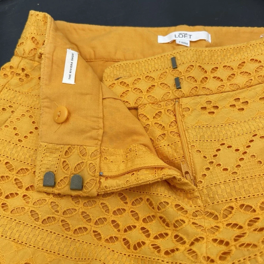 Riviera Mustard Yellow Eyelet Crochet Shorts - Picture 8 of 8